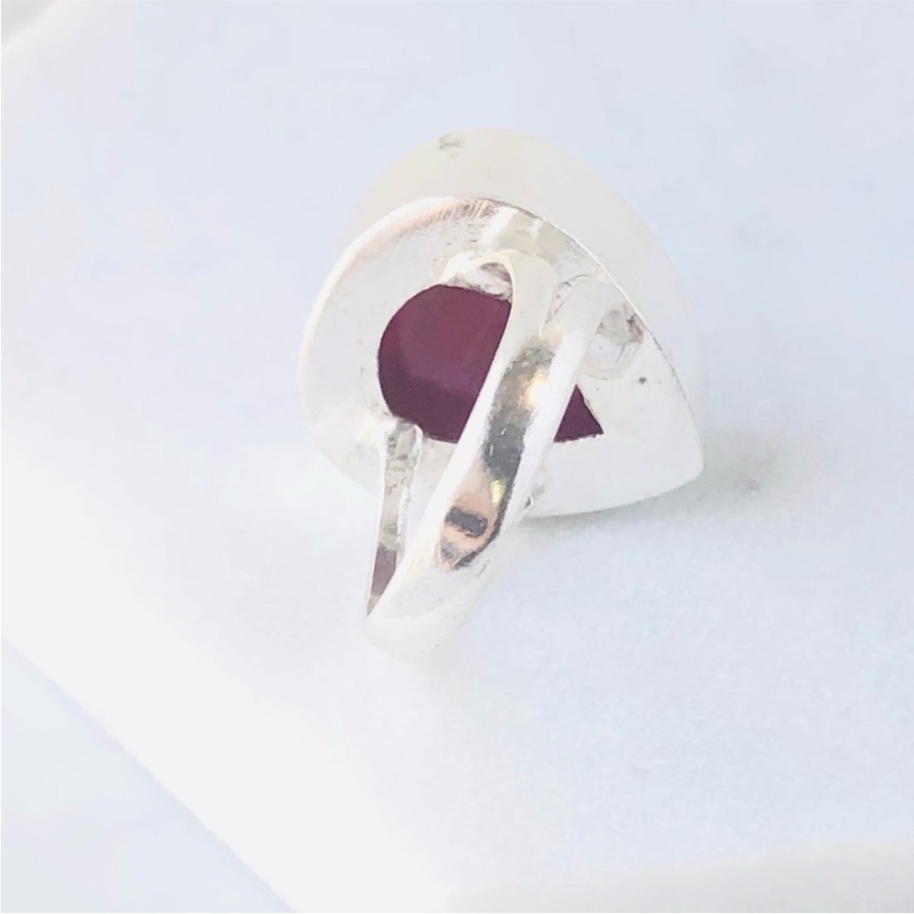 925 Sterling Silver Plated Ruby Triangle Shape Bo… - image 4